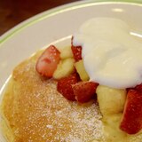 大豆粉とフルーツでヘルシーパンケーキ